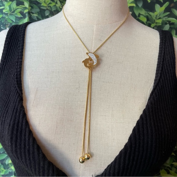 GOLD/ SILVER Dolphin 🐬 Eternity Lariat Necklace - Picture 8 of 11